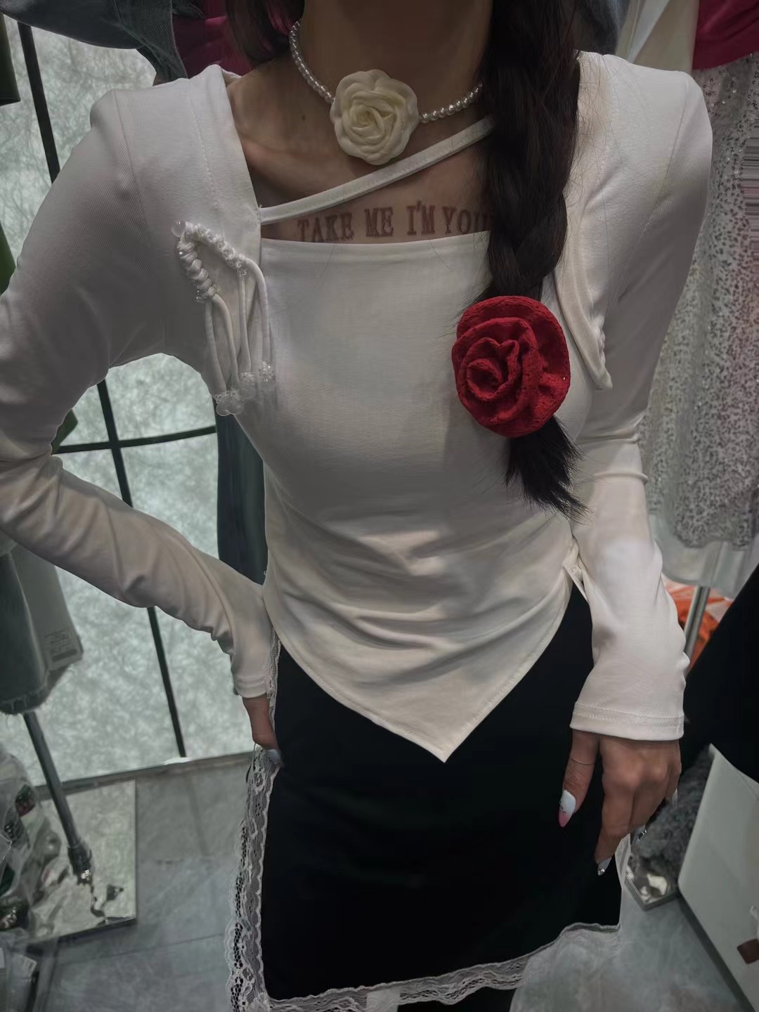 十三行國風復古不規則修身百搭洋氣長袖T恤女新中式胖盤扣上衣