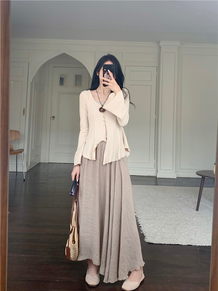Real shot ~ Zen irregular dance style top/skirt design slimming ballet style suit for women