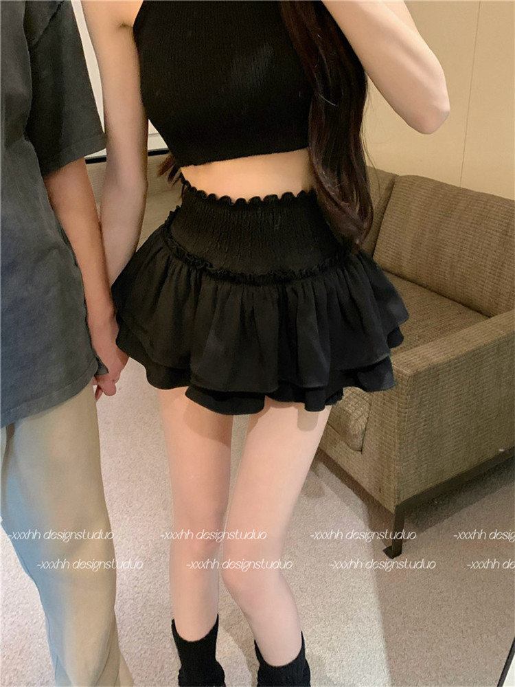 Real shot of ballet style skirt for women in spring and summer cake tutu skirt high waist slimming short skirt for small people
