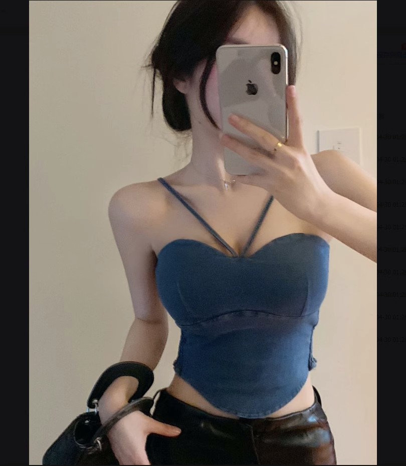 已出貨 帶胸墊吊帶女外穿小眾性感別致緊身內搭夏純欲風辣妹背心