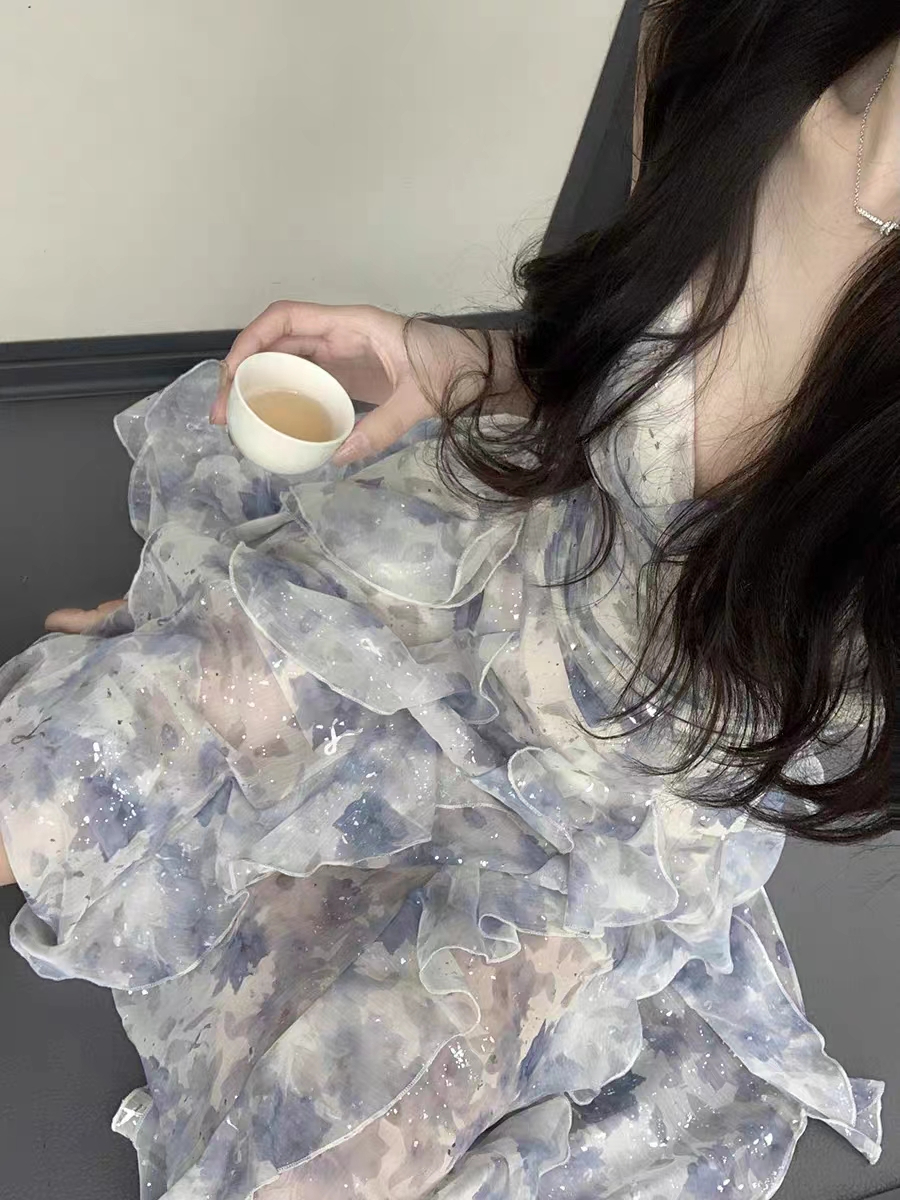 OKMASHOP碎花吊帶裙連衣裙女夏海邊度假仙女裙長裙多巴胺穿搭裙子
