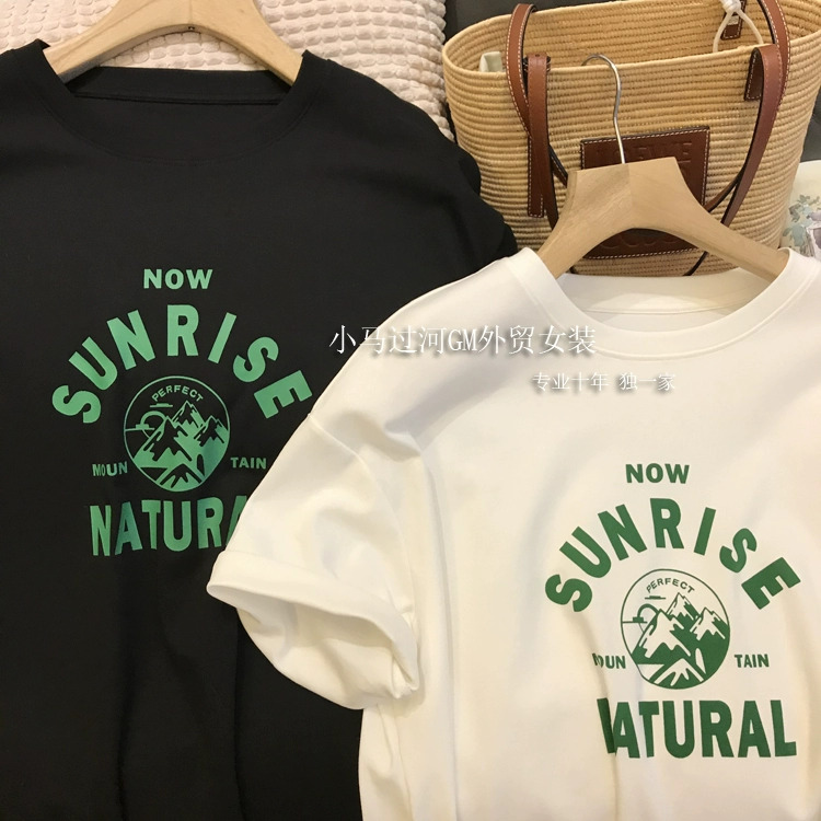 官圖 重磅/精梳純棉 後包領 有縫邊 S-XXXL 夏裝短袖T恤女
