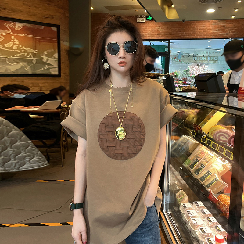 咖色t恤女短袖夏季設計感小眾百搭洋氣歐貨內搭打底衫小衫上衣ins