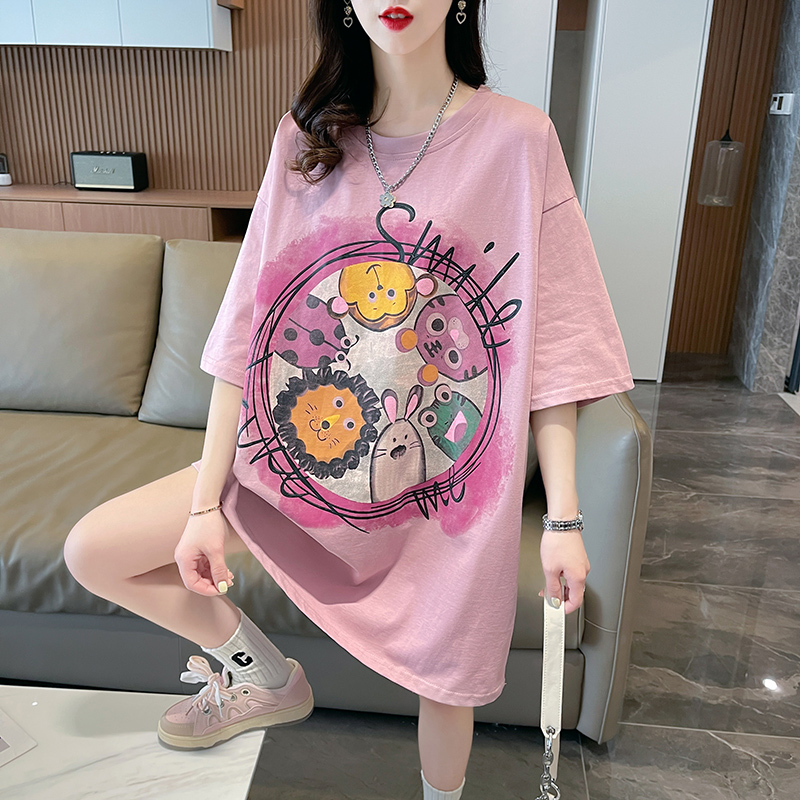 實拍  原版 新款百搭短袖T恤夏季韓版大碼寬鬆印花上衣女潮
