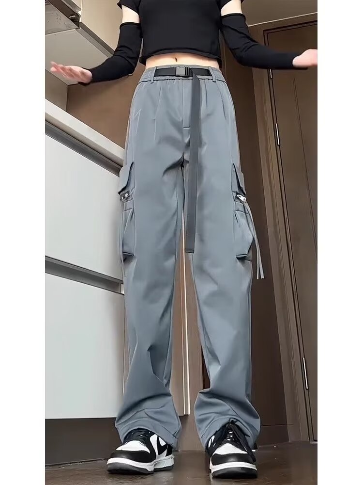 戶外三防機能衝鋒褲女款春季美式大碼寬鬆直筒褲子