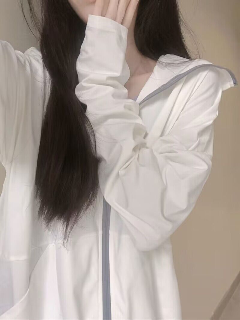 有口袋冰絲防紫外線長袖防曬衣女透氣輕薄連帽百搭外套戶外遮陽服