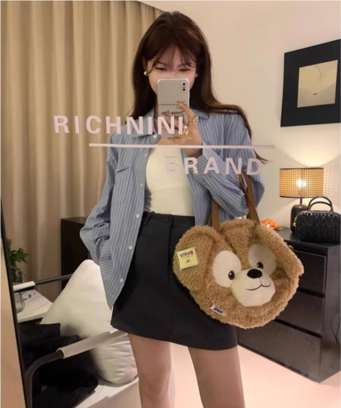 RICHNINI小個子條紋法式藍白、杏白條長袖襯衫