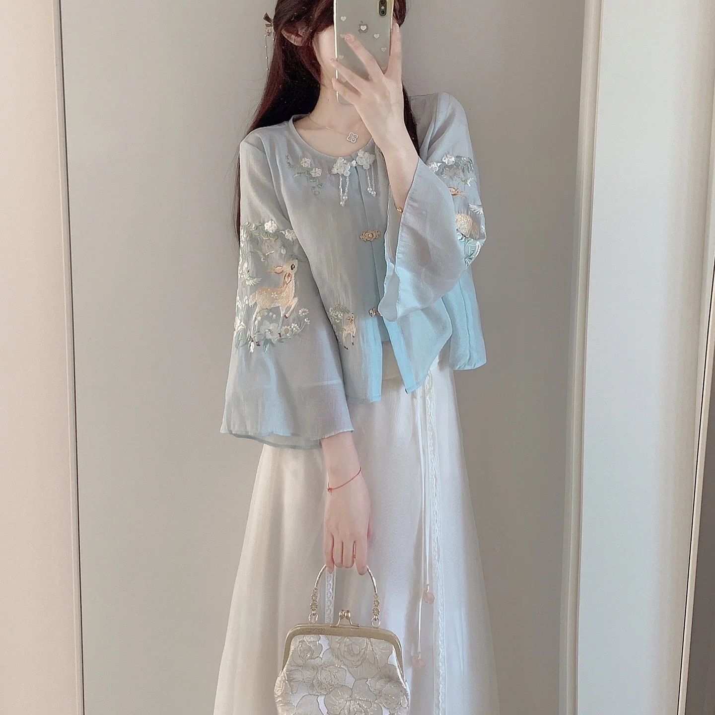 新中式國風小個子馬面裙套裝女2024年春夏新款高級感氣質盤扣上衣