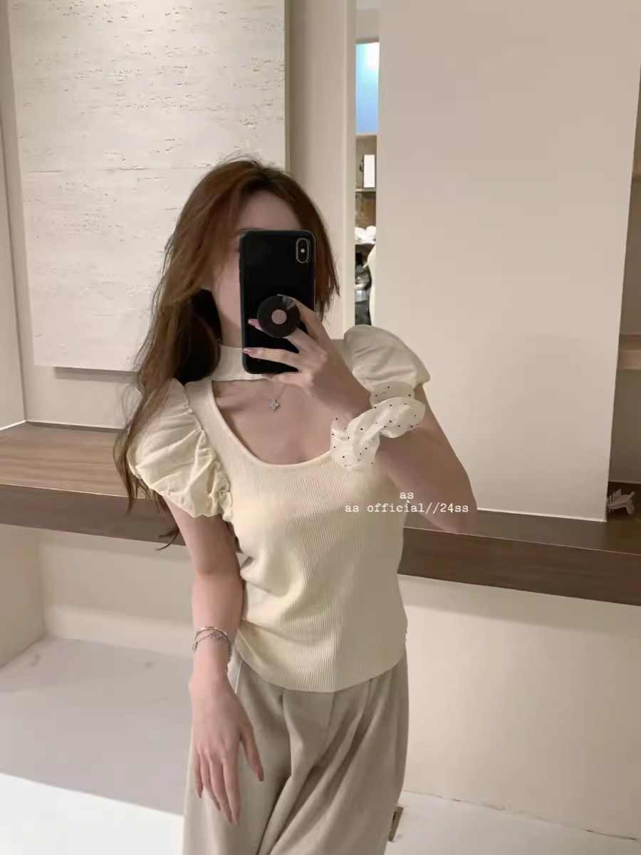 2024夏季新款掛脖無袖背心內搭女高級感甜辣妹掐腰別致絕美小上衣