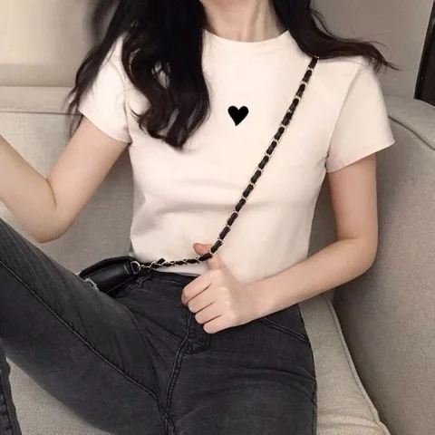 純棉 短袖t恤女寬鬆韓版ins潮2024春夏季新款中長款半袖上衣ins潮