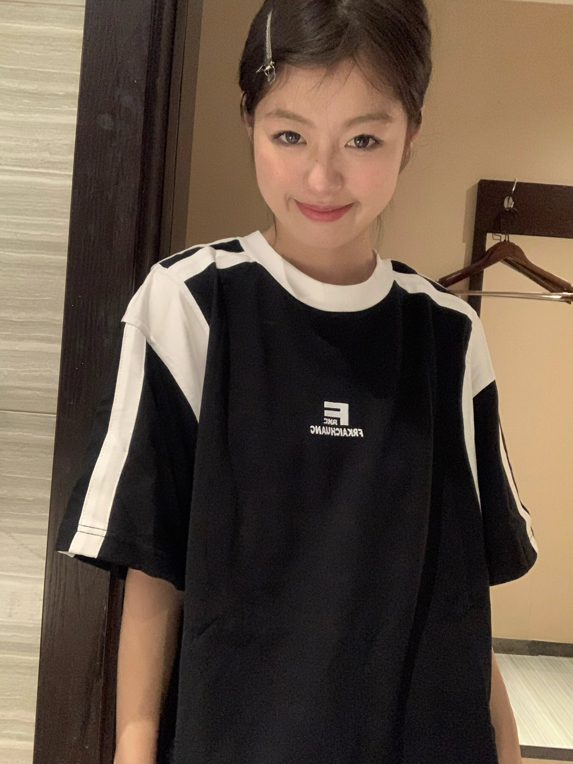純棉 天貓質量 潮牌原宿風小眾休閒兩條槓插肩袖短袖T恤