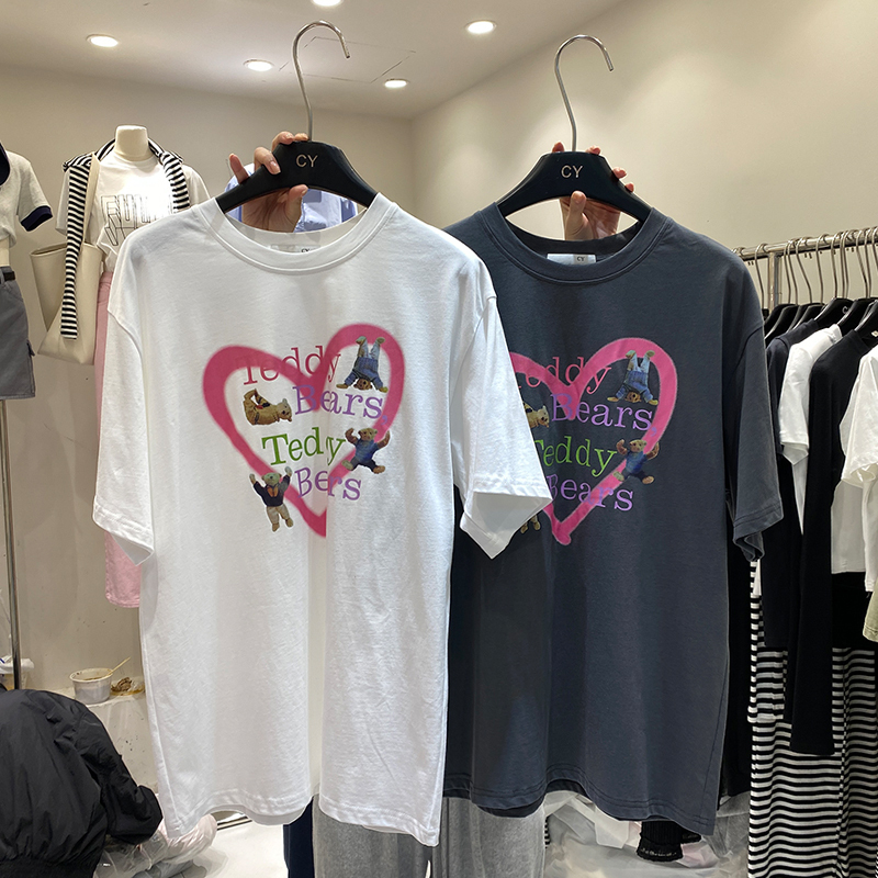 官圖 重磅/精梳純棉 後包領 有縫邊 S-XXXL 夏裝短袖T恤女