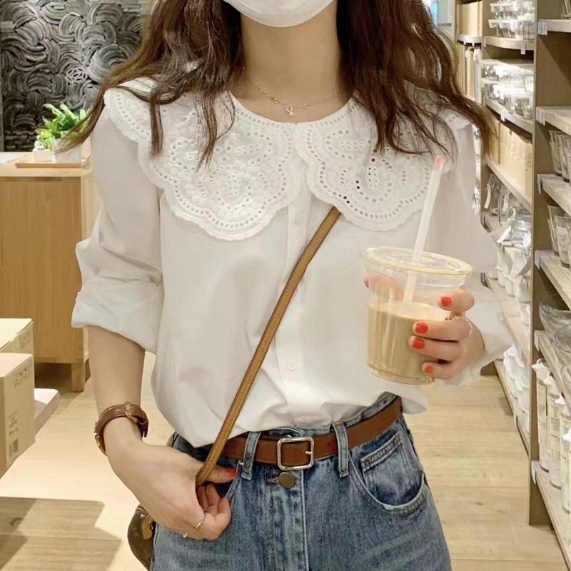 蕾絲襯衫女長袖高端甜美超仙氣質小清新襯衣