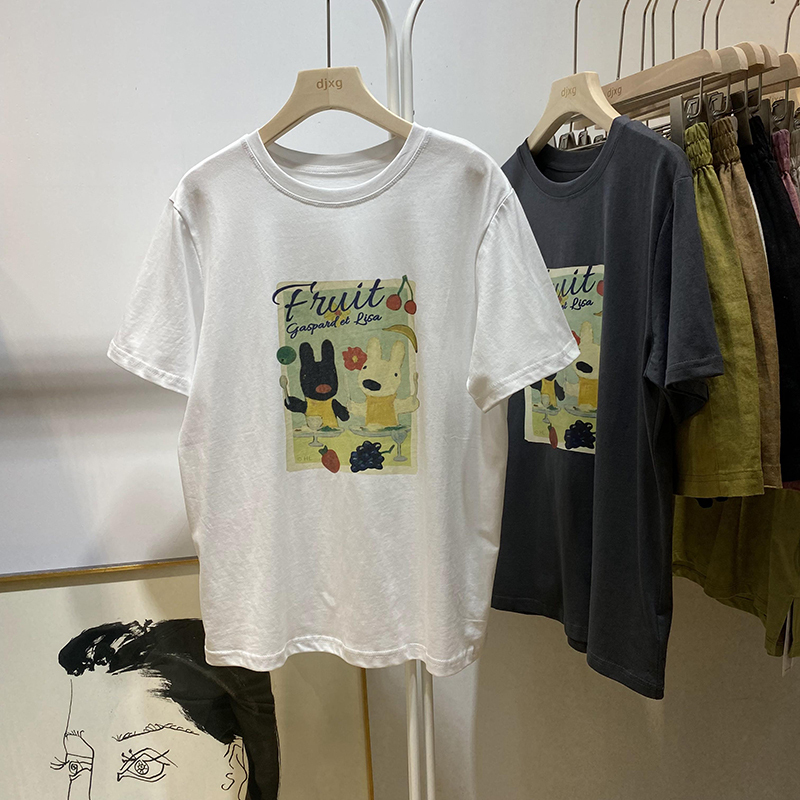 官圖 重磅/精梳純棉 後包領 有縫邊 S-XXXL 夏裝短袖T恤女