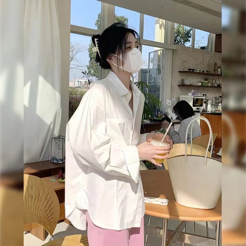 白色襯衫女設計感獨特小眾chic上衣法式別致漂亮襯衣外套