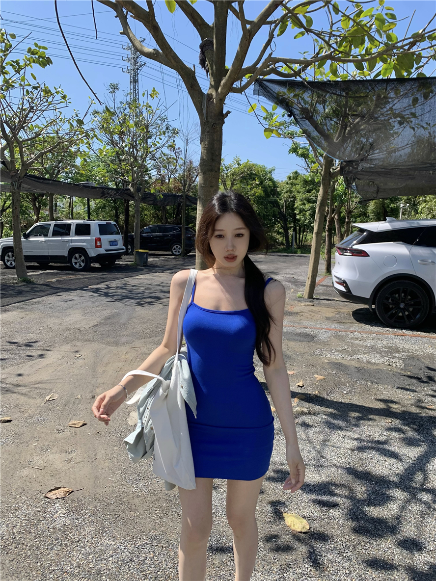 實拍  歐美辣妹多巴胺氛圍感甜美連衣裙 包臀裙