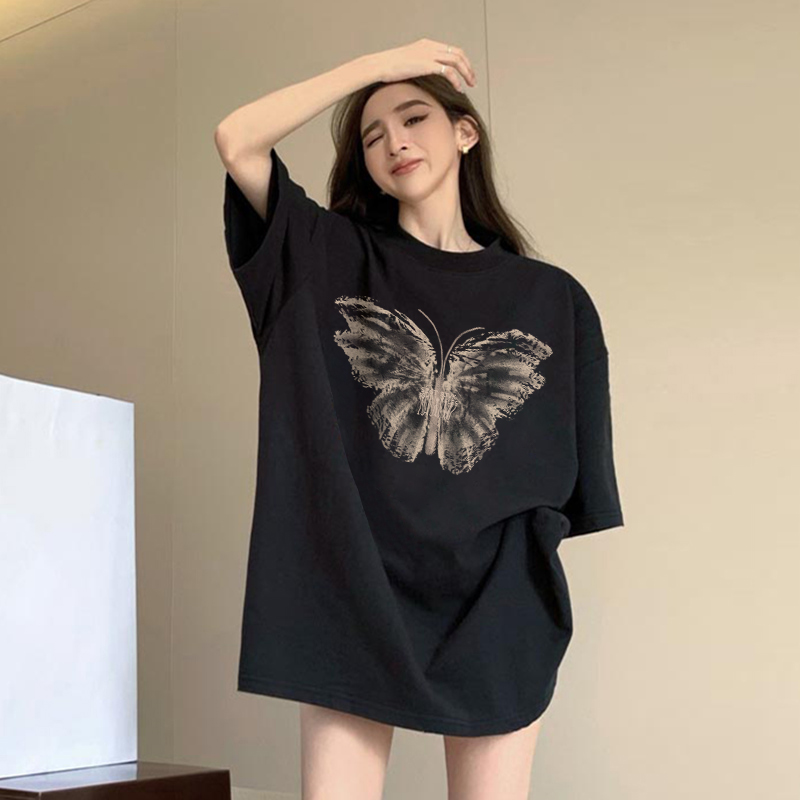 官圖 重磅/精梳純棉 後包領 有縫邊 S-XXXL 夏裝短袖T恤女