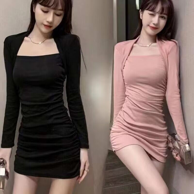 女人味氣質性感連衣裙2024秋裝新款緊身顯瘦包臀裙辣妹純欲打底裙