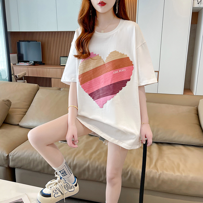 實拍 原版 新款百搭短袖T恤夏季2024韓版大碼寬鬆印花上衣女