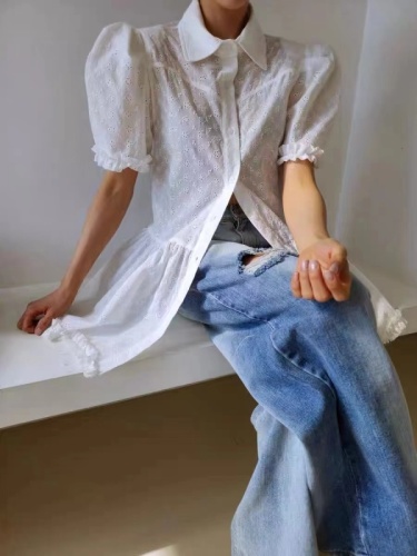 South Korea Dongdaemun 2024 spring new short-sleeved solid color simple temperament dress for women
