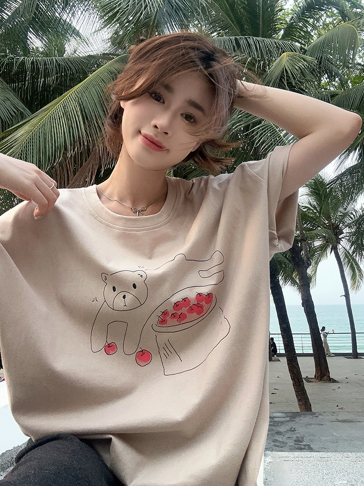 原創~實拍~印花純棉短袖T恤女印花半袖上衣