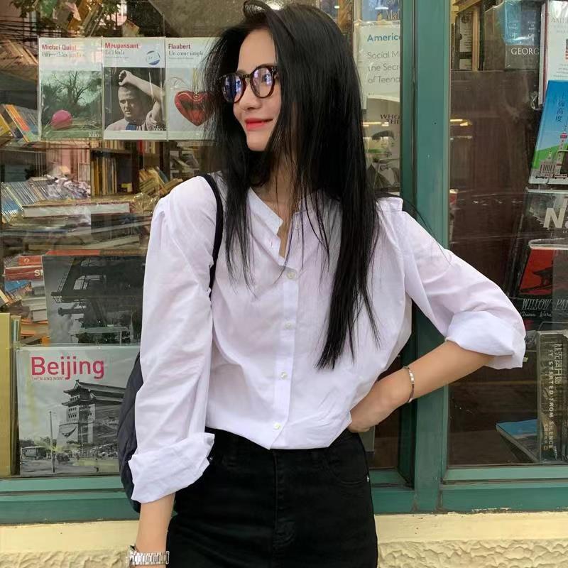 法式白色長袖襯衫上衣夏季2024年新款設計感小眾襯衣外套女春秋季