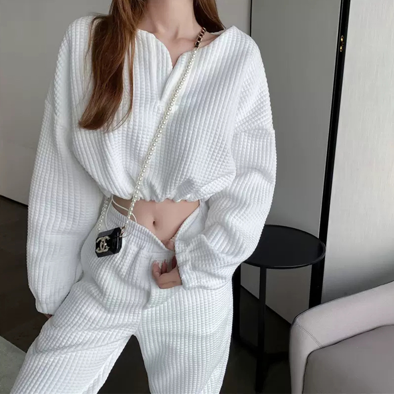 秋冬款慵懶風高腰短款衛衣女兩件套ins設計感高級感洋氣長袖套裝