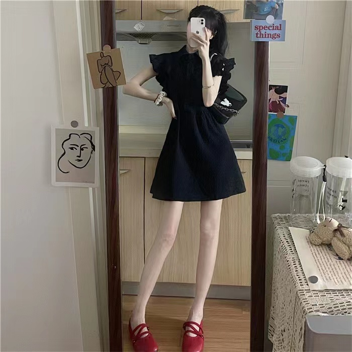 娃娃領polo連衣裙子高級感夏季無袖背心顯瘦女裝小個子法式甜辣風