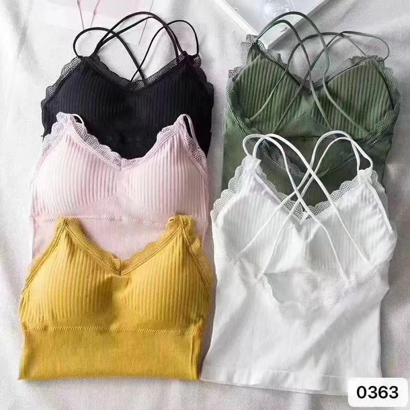 美背內衣少女無鋼圈吊帶背心性感夏季交叉帶胸墊防走光內搭