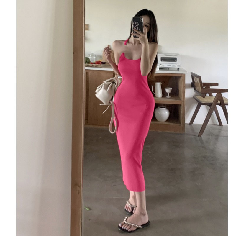 吊帶連衣裙女2024夏季韓版新款隱形肩帶魚線裙子氣質高級感長裙子
