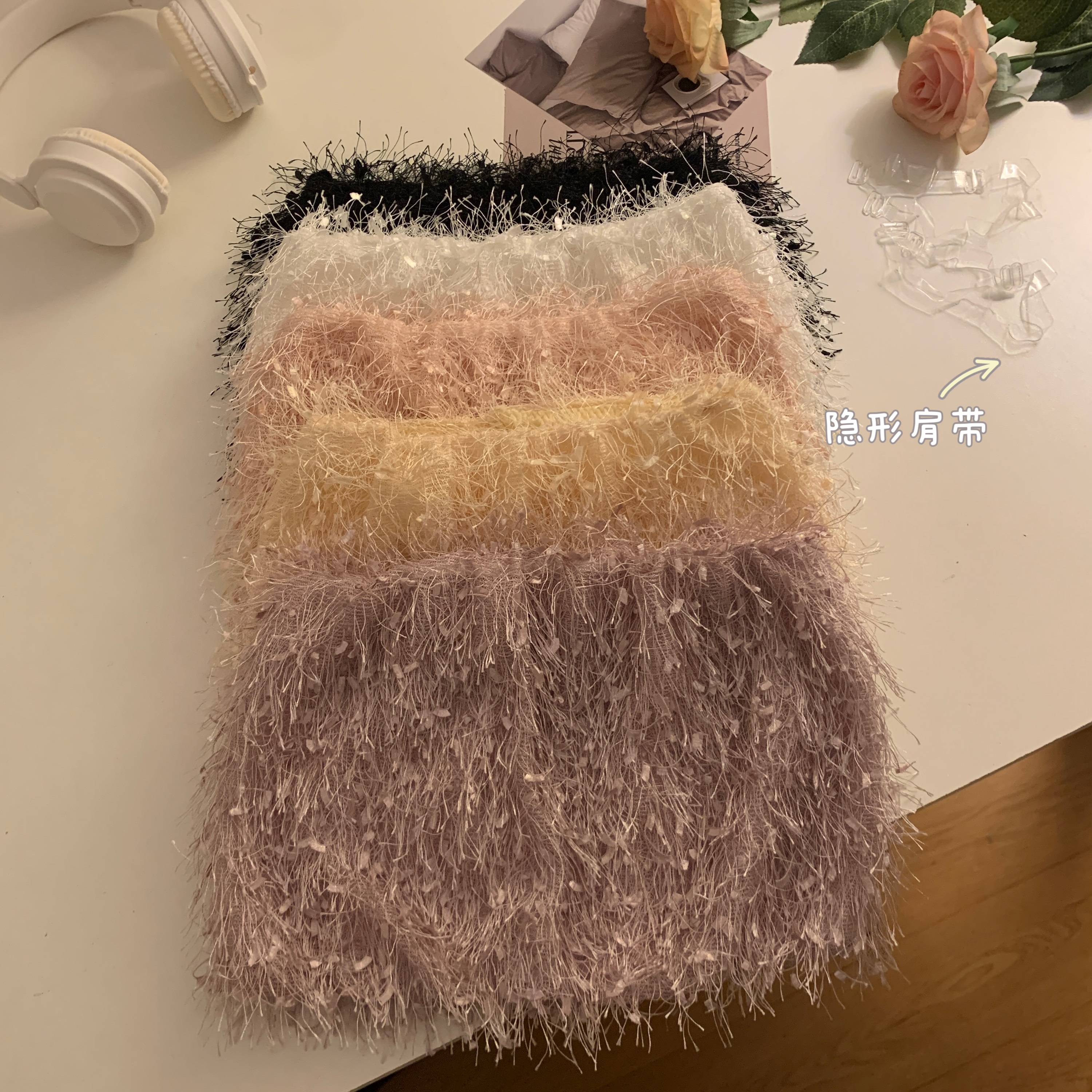 實拍純欲流蘇裹胸性感內搭美背防走光隱形肩帶性感吊帶背心女