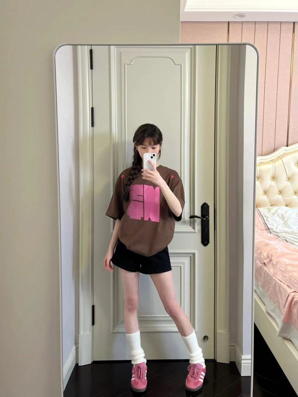 高質量純棉220克精梳緊密手感好直播品質前印花短袖t恤女