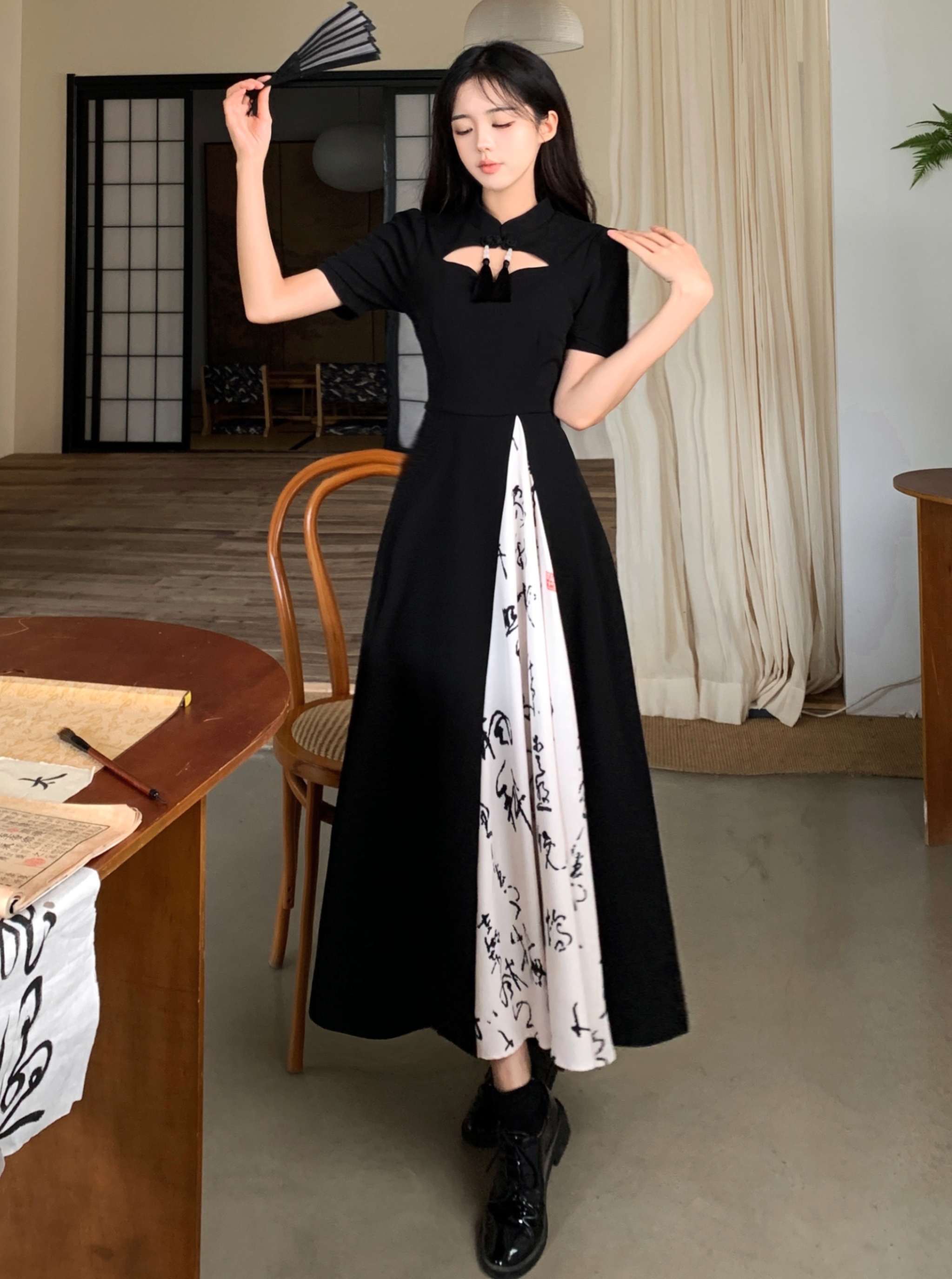Actual shot ~ New Chinese style improved national style retro dress, feminine and slimming design