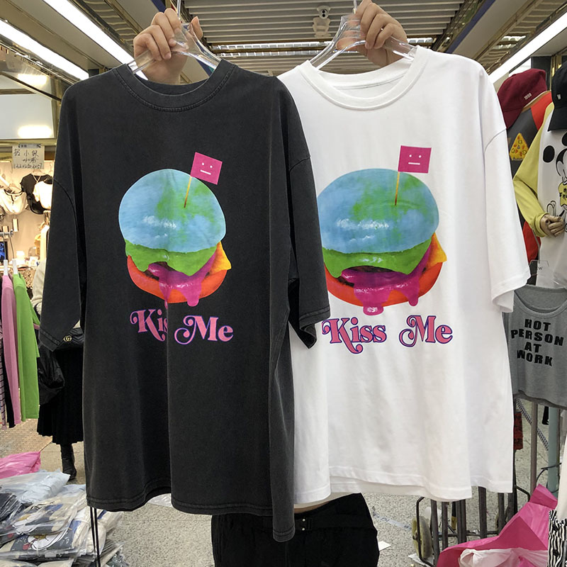 官圖 重磅/精梳純棉 後包領 有縫邊 S-XXXL 夏裝短袖T恤女