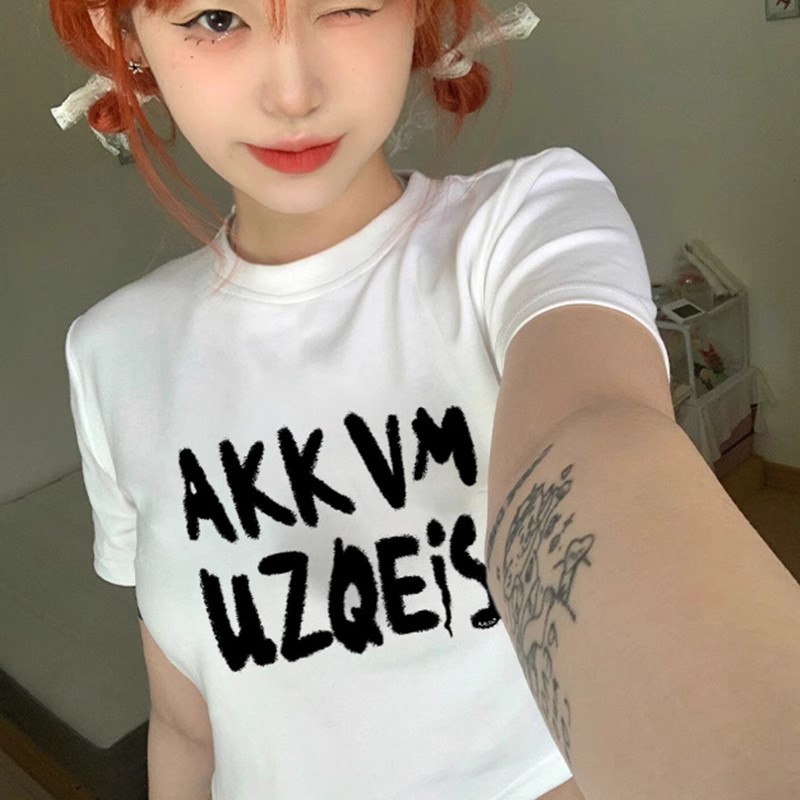 1*1純棉 高彈力美式夏季純欲辣妹短款修身小眾設計感別致上衣