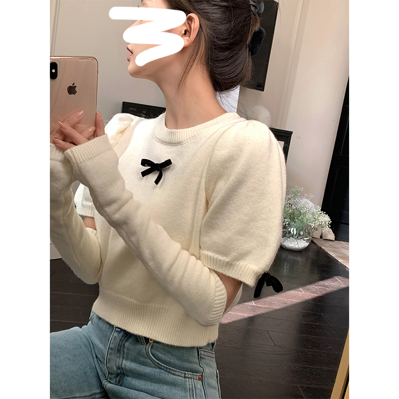 Zhenzhenjia high-end red sweater for women 2024 new style unique and chic short knitted top with niche design