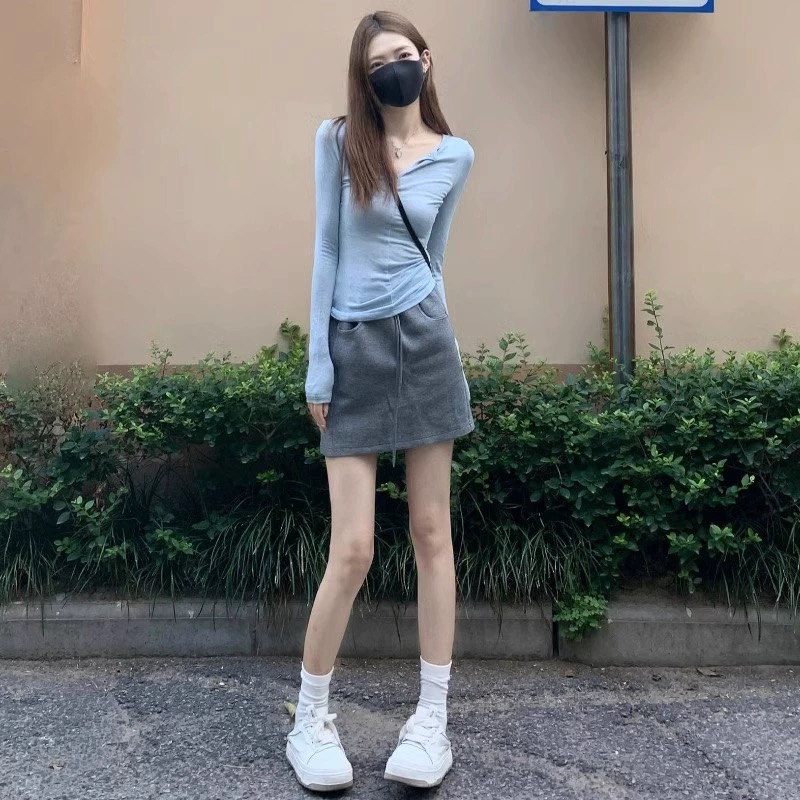 春季新款女裝套裝小個子顯高休閒氣質韓版修身長袖上衣兩件套裙裝