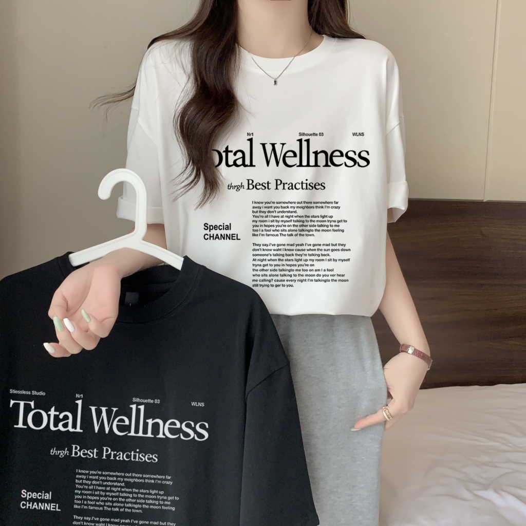 實拍夏季美式復古印花短袖T恤女學生寬鬆百搭打底內搭上衣ins顯瘦
