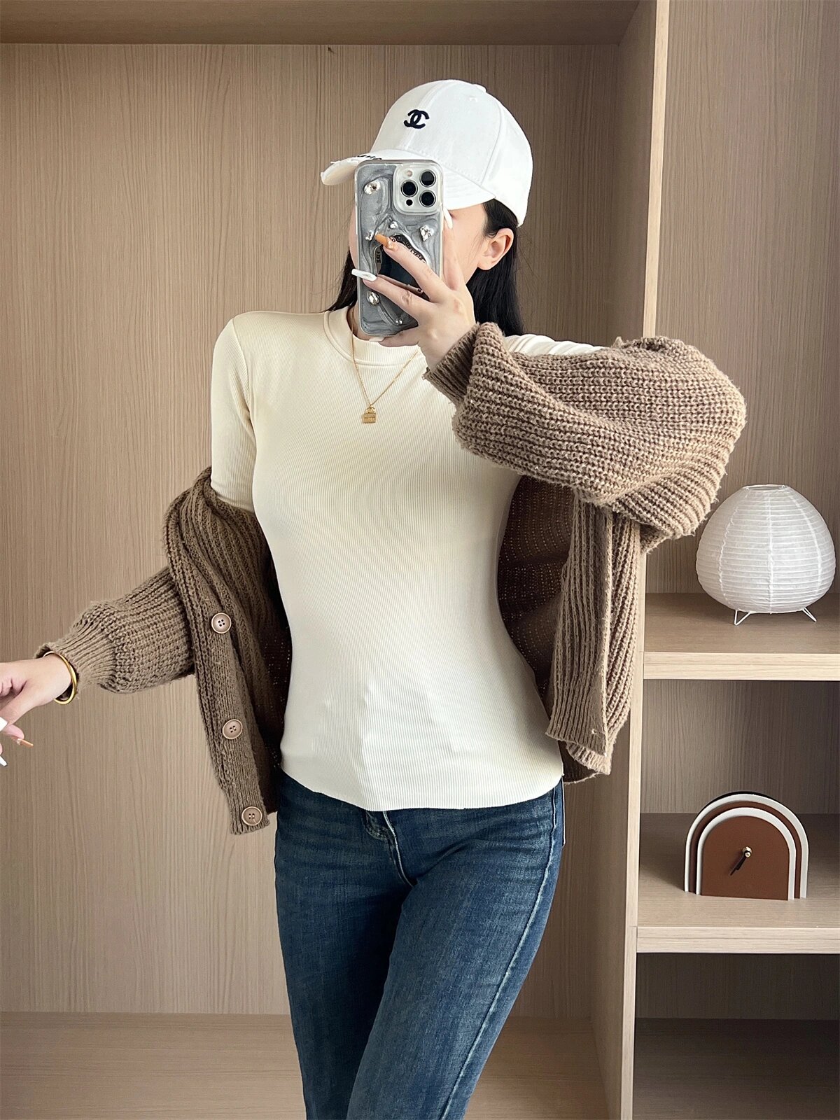 人棉磨絨  2024春秋打底衫女高級感內搭純色上衣