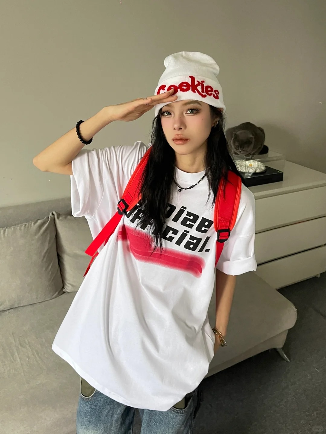 純棉 天貓質量 潮牌高級印花原宿風寬鬆百搭T恤