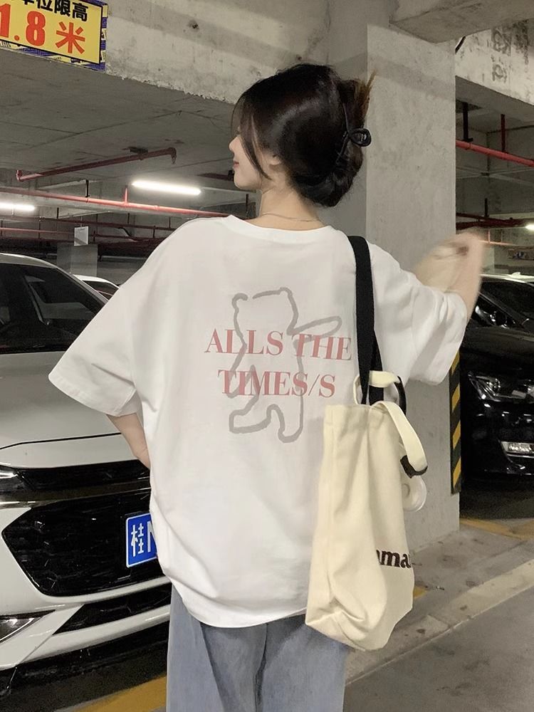 夏季ins潮復古顯瘦黑色短袖