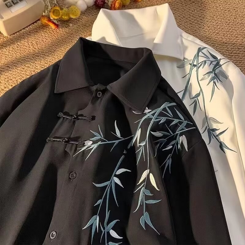 新中式中國風盤扣刺繡長袖襯衫女設計感高級唐裝道袍襯衣外套春