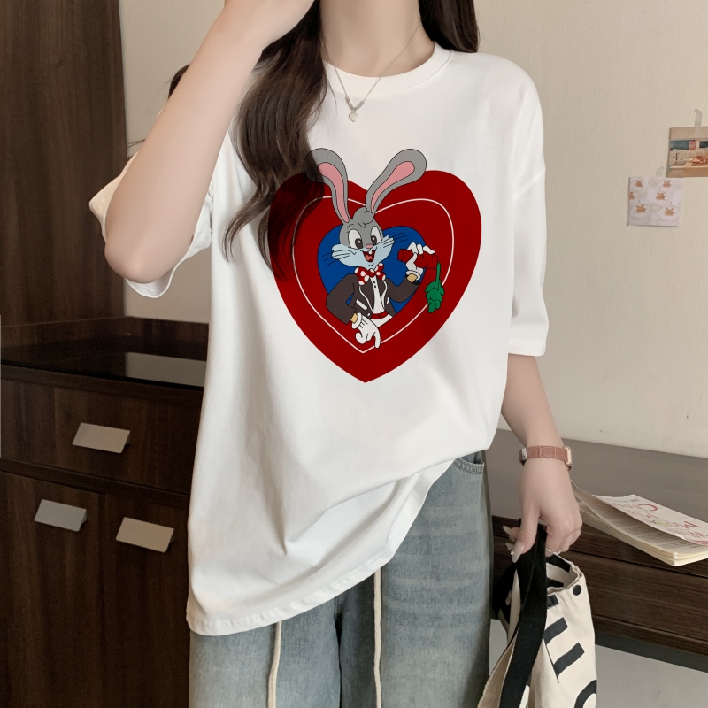 實拍 100%棉精梳純棉 夏裝短袖T恤女寬鬆韓版