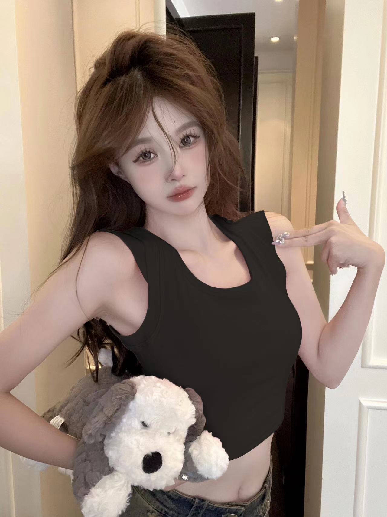 美式小吊帶背心女多巴胺穿搭夏季甜辣妹修身內搭露背打底上衣