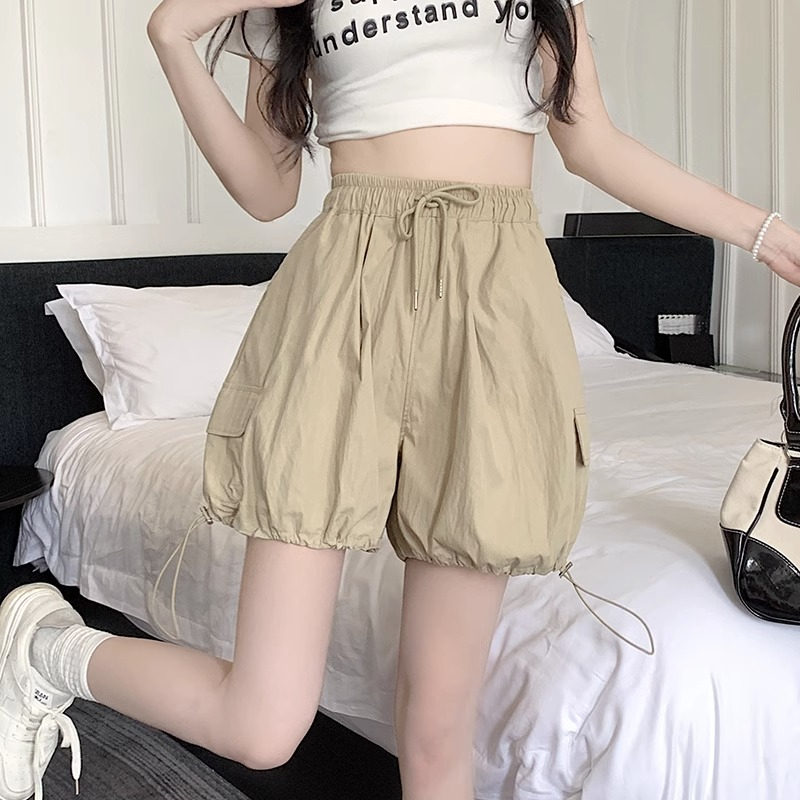 原版做工美式工裝闊腿短褲女寬鬆顯瘦花苞褲五分休閒運動褲