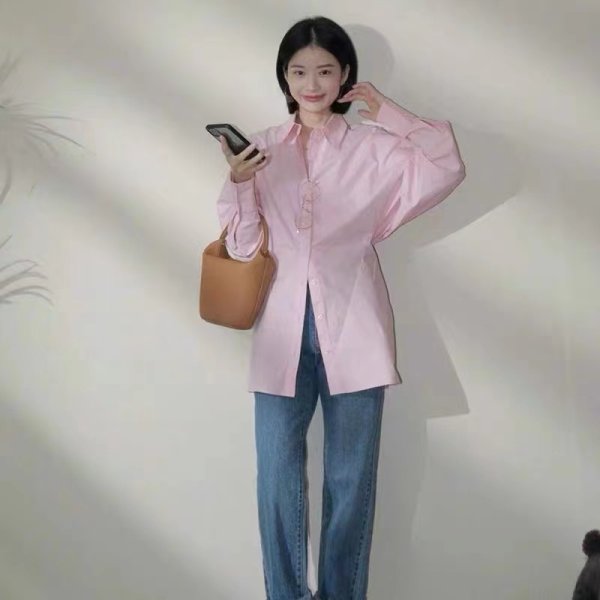 粉色短袖棉麻襯衫女夏季設計感小眾高級感亞麻襯衣小個子職業上衣