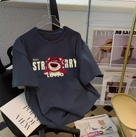 草莓熊短袖T恤女2024早春夏季新款小眾寬鬆顯瘦上衣