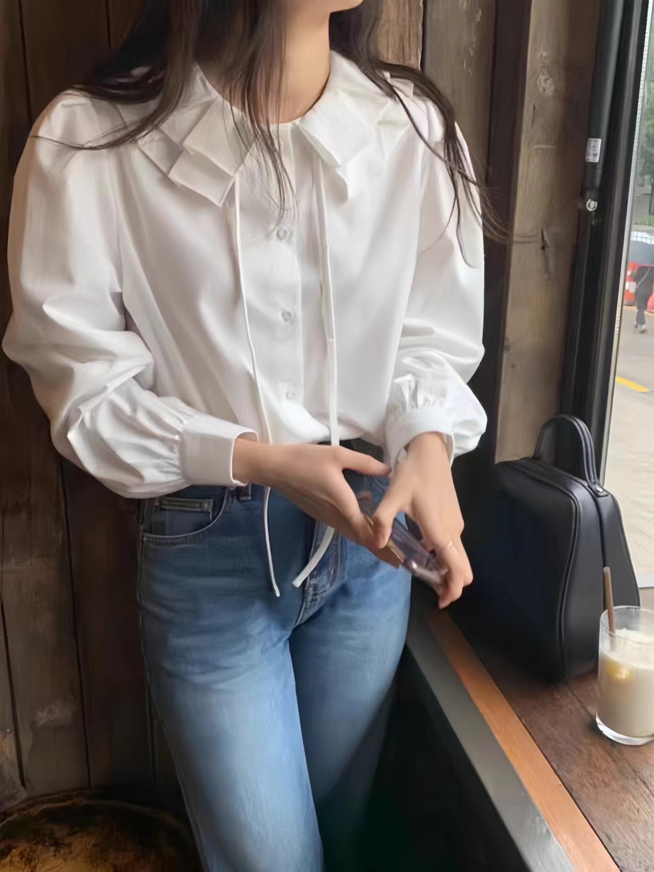 法式小眾設計感雙層花邊領別致襯衫上衣女2024早春小衫潮
