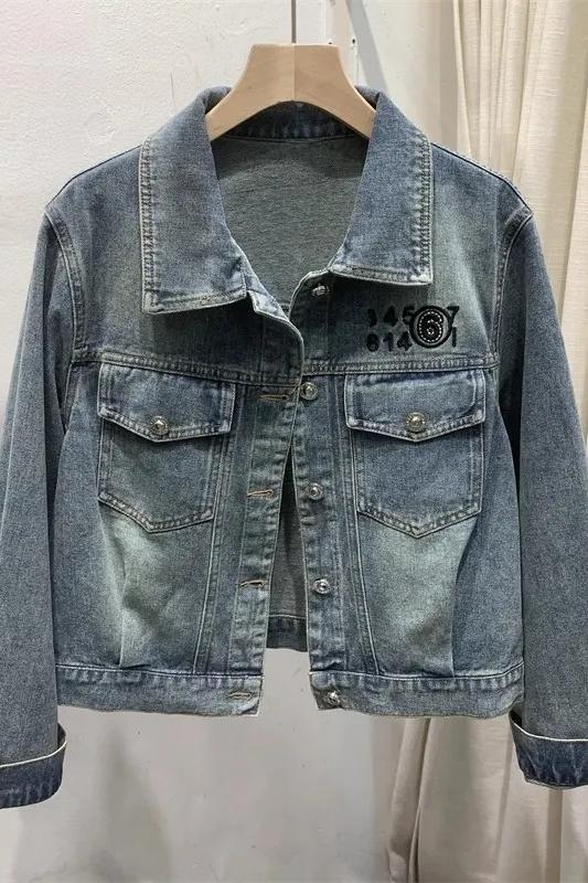 潮牌刺繡牛仔外套女港風短款上衣2024春季新款小個子時尚顯瘦夾克