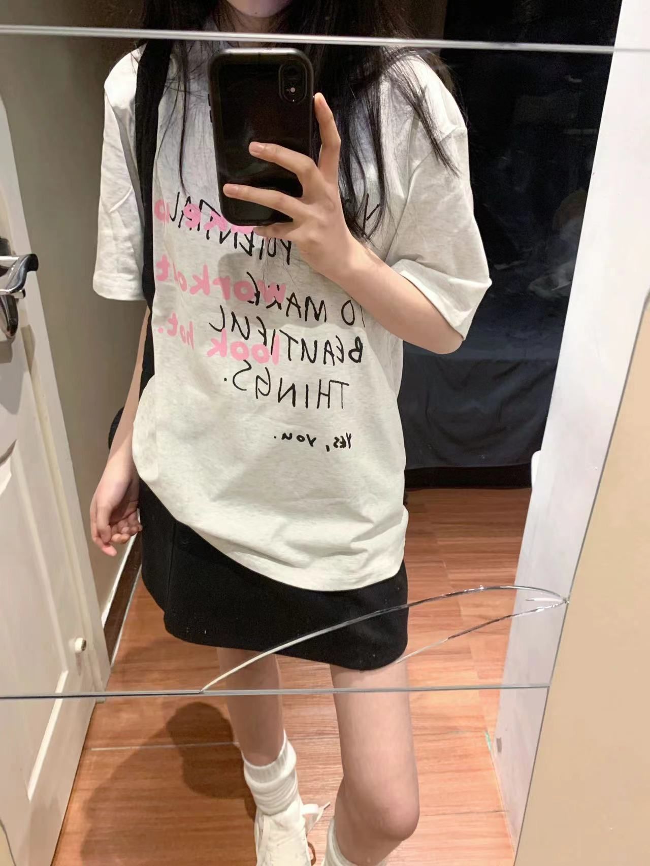 高質量純棉220克精梳緊密手感好直播品質前印花短袖t恤女